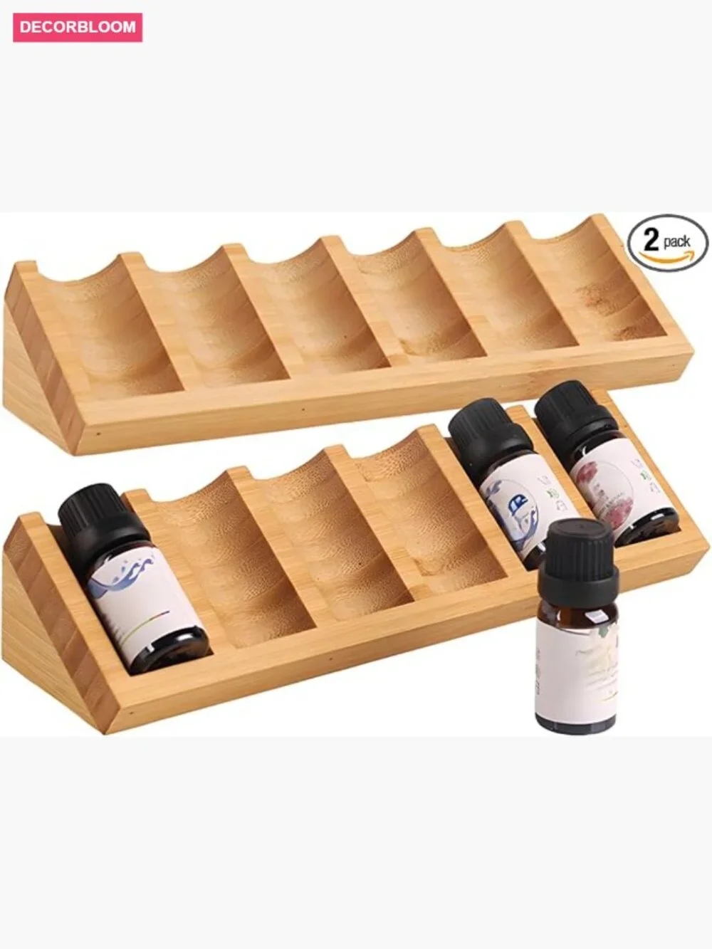 Wooden Essential Oil Holder Organizer, Nail Polish Display Stand, Holds 6